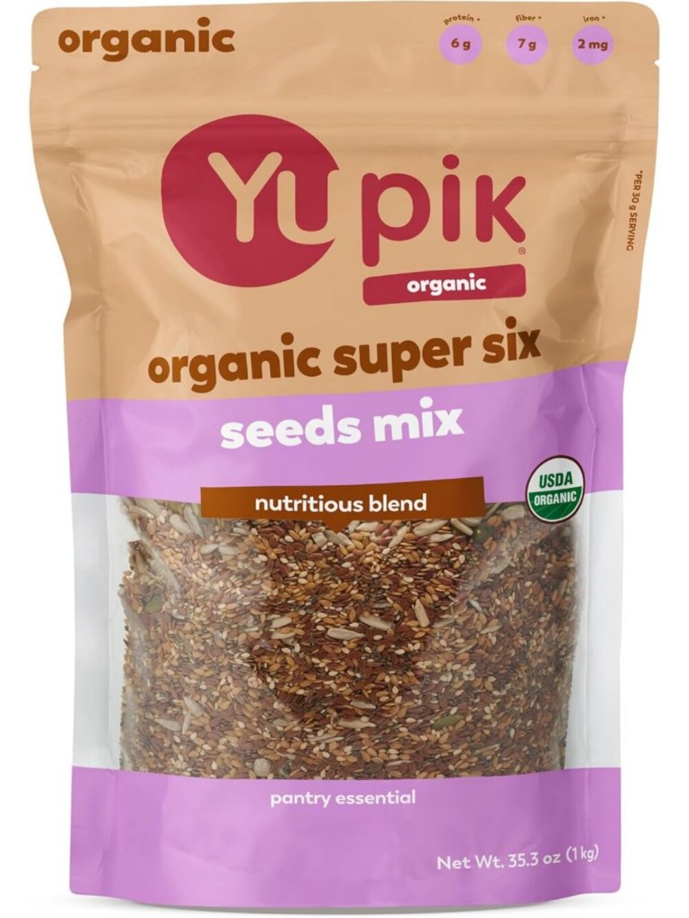Organic Super Seed Mix - 2.2 lb, GMO-Free, Vegan, High Fiber Snack & Topping